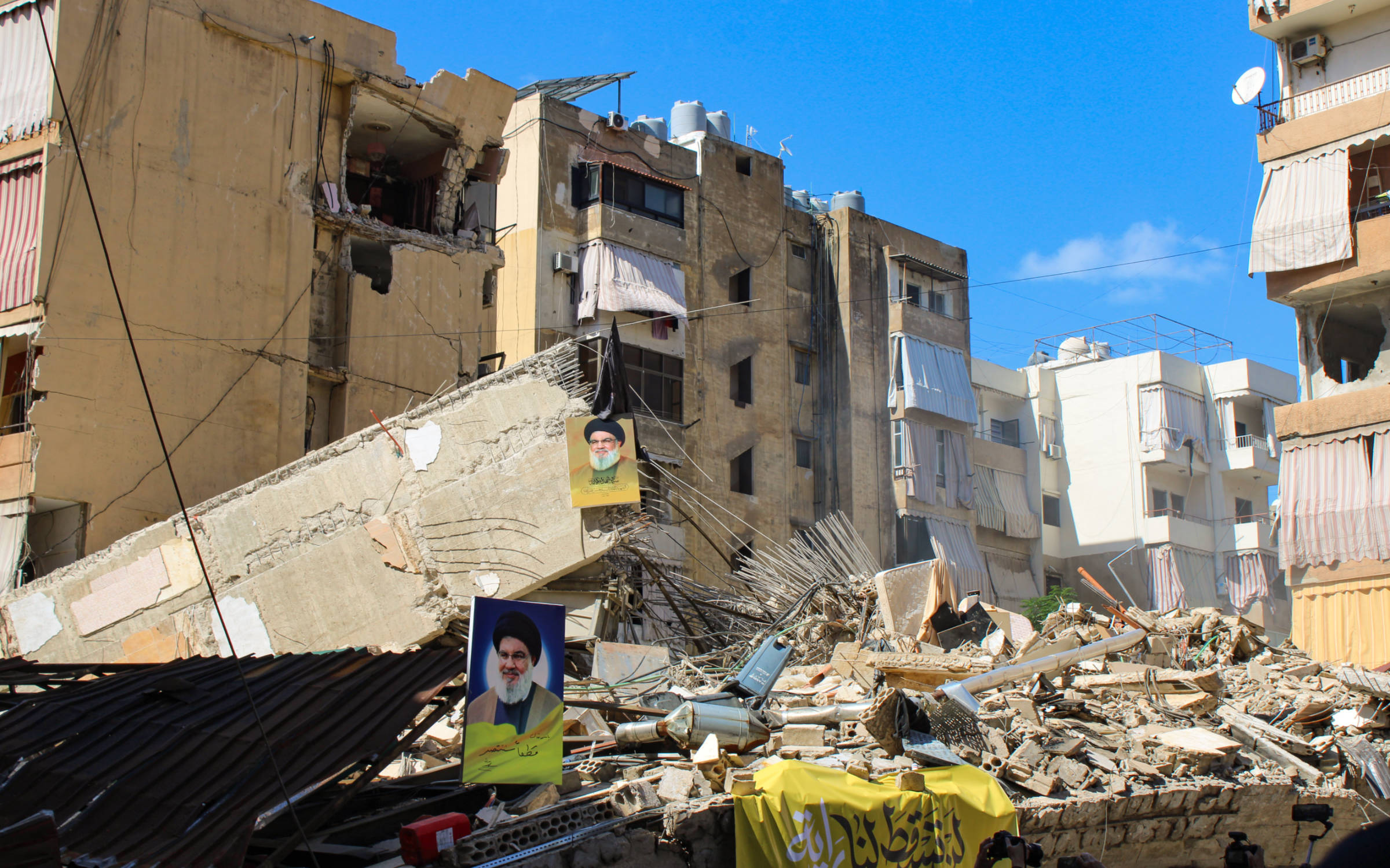 Al-Sirat TV headquarters was destroyed in an Israeli strike on Dahiyeh, Beirut's southern suburbs (Hanna Davis/MEE)