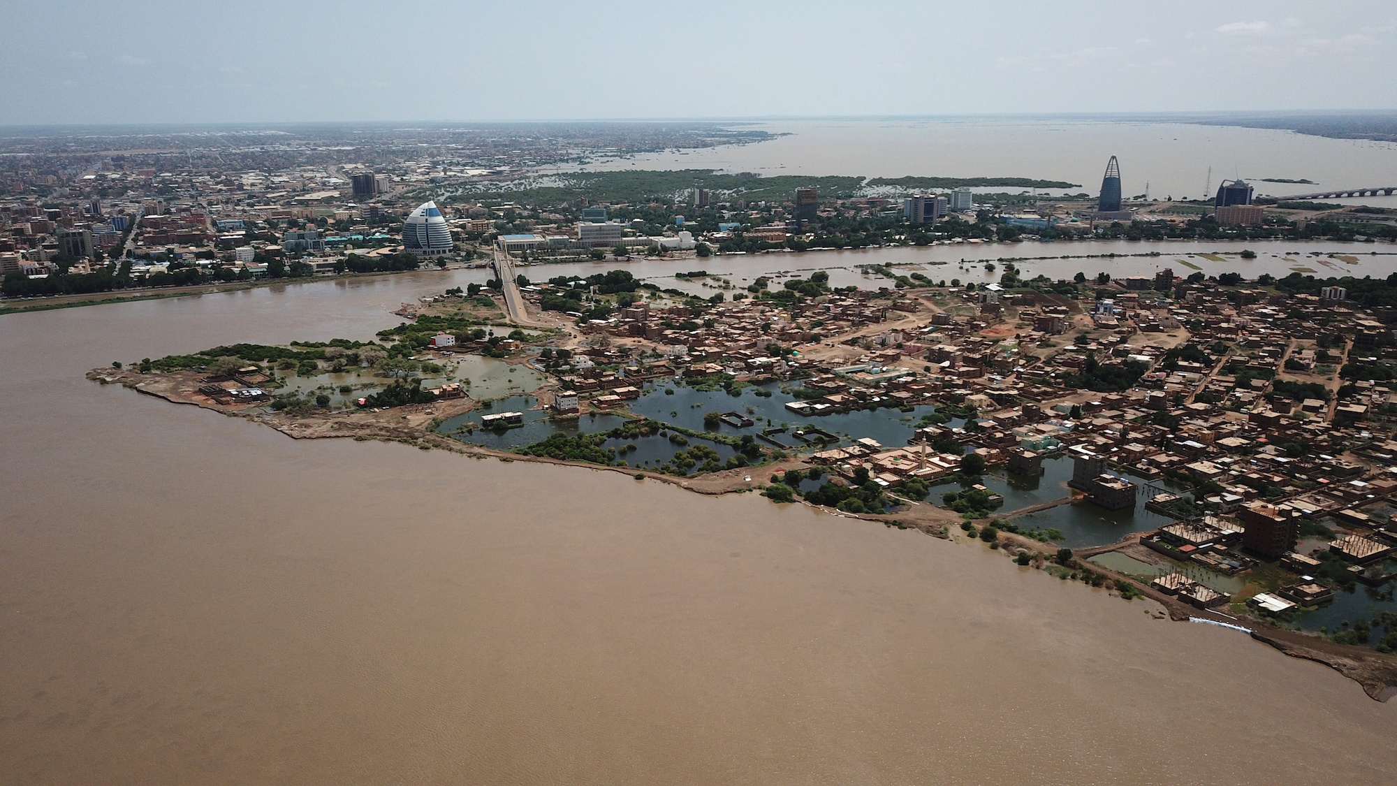 Aerial view of flooding in Khartoum Sudan