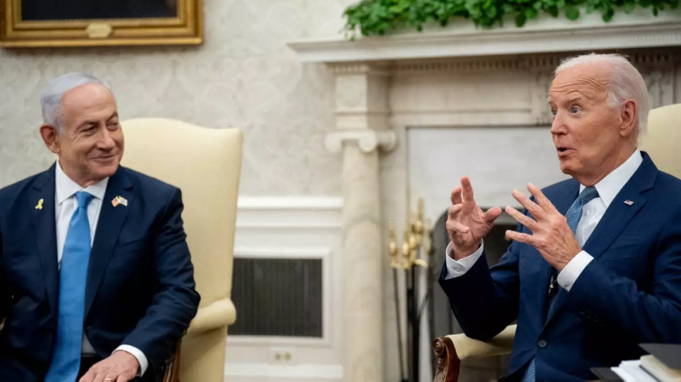 US President Joe Biden meets with Israeli Prime Minister Benjamin Netanyahu in White House's Oval Office, on 25 July 2024 in Washington, DC (Andrew Harnik/Getty Images/AFP)