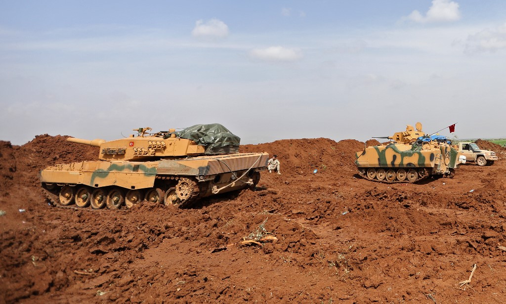 Turkish tanks are seen in the Syrian region of Afrin in March 2018 (AFP)