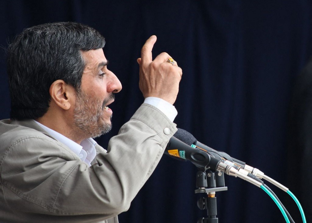 Former Iranian President Mahmoud Ahmadinejad speaks in Ardabil in 2011 (AFP/Iranian Presidency)
