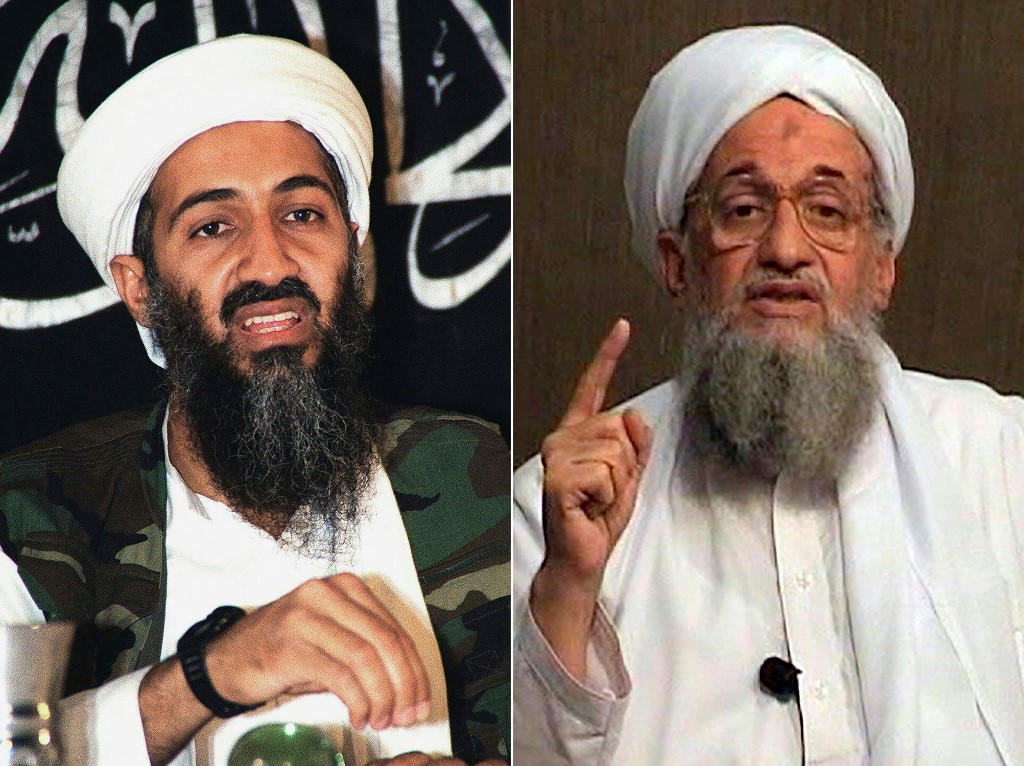 al-Qaeda leader Osama Bin Laden (L) in an undated file picture obtained on August 8, 1998, and his successor Ayman al-Zawahiri (R)