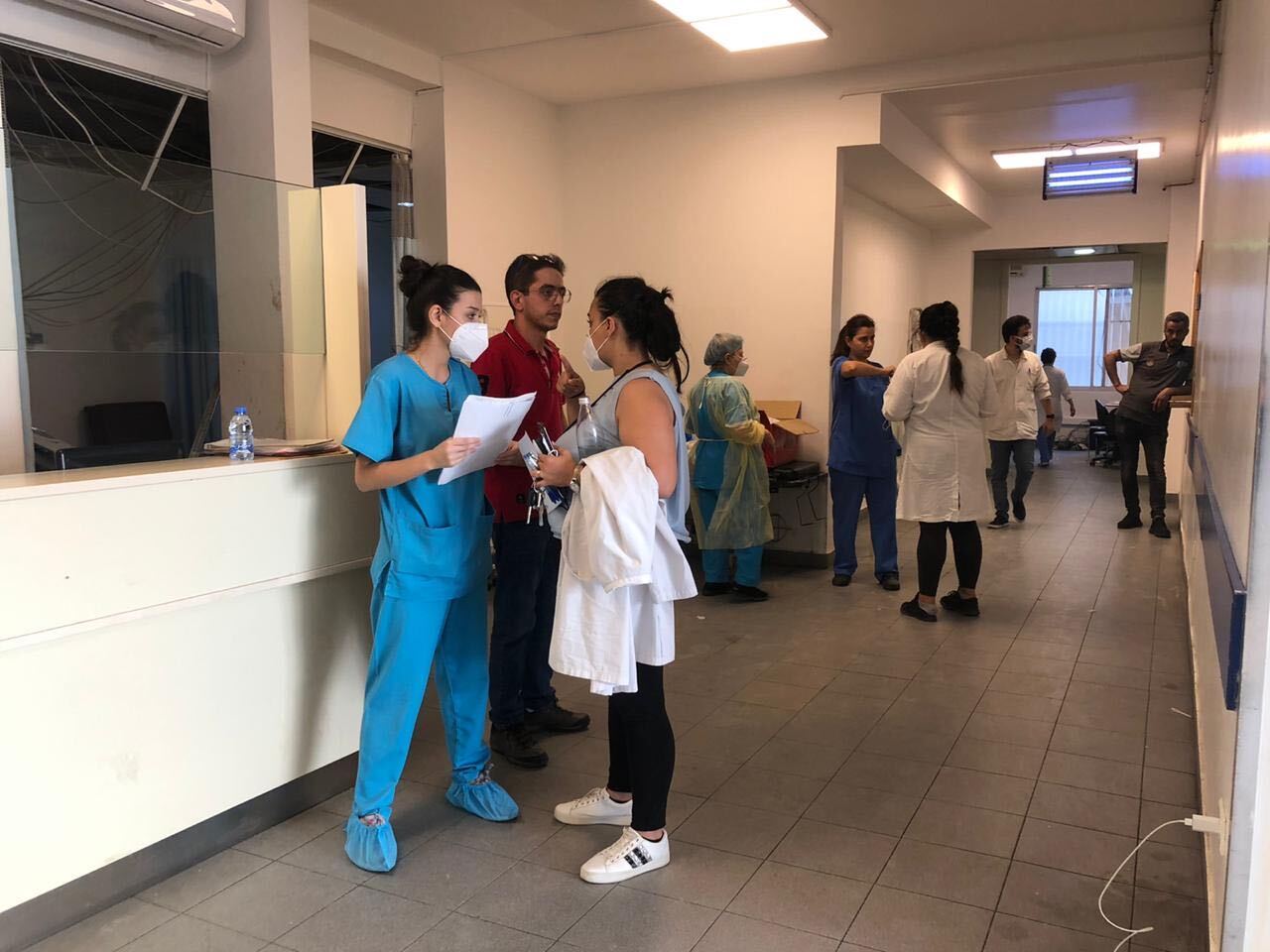 Medical staff at Jeitaoui Hospital in Beirut.