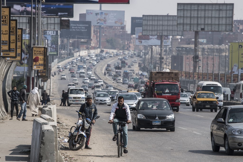 A general view shows traffic on the Giza Ring Road in the Egyptian Capital Cairo on March 7, 2019. 