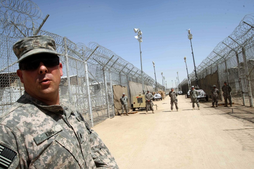 US soldiers guard Camp Bucca prison on the outskirts of Basra, Iraq, in 2009 (AFP)