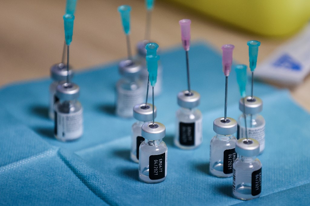 Doses of the Pfizer-BioNTech Covid-19 vaccine are pictured on 14 January 2021 (AFP)