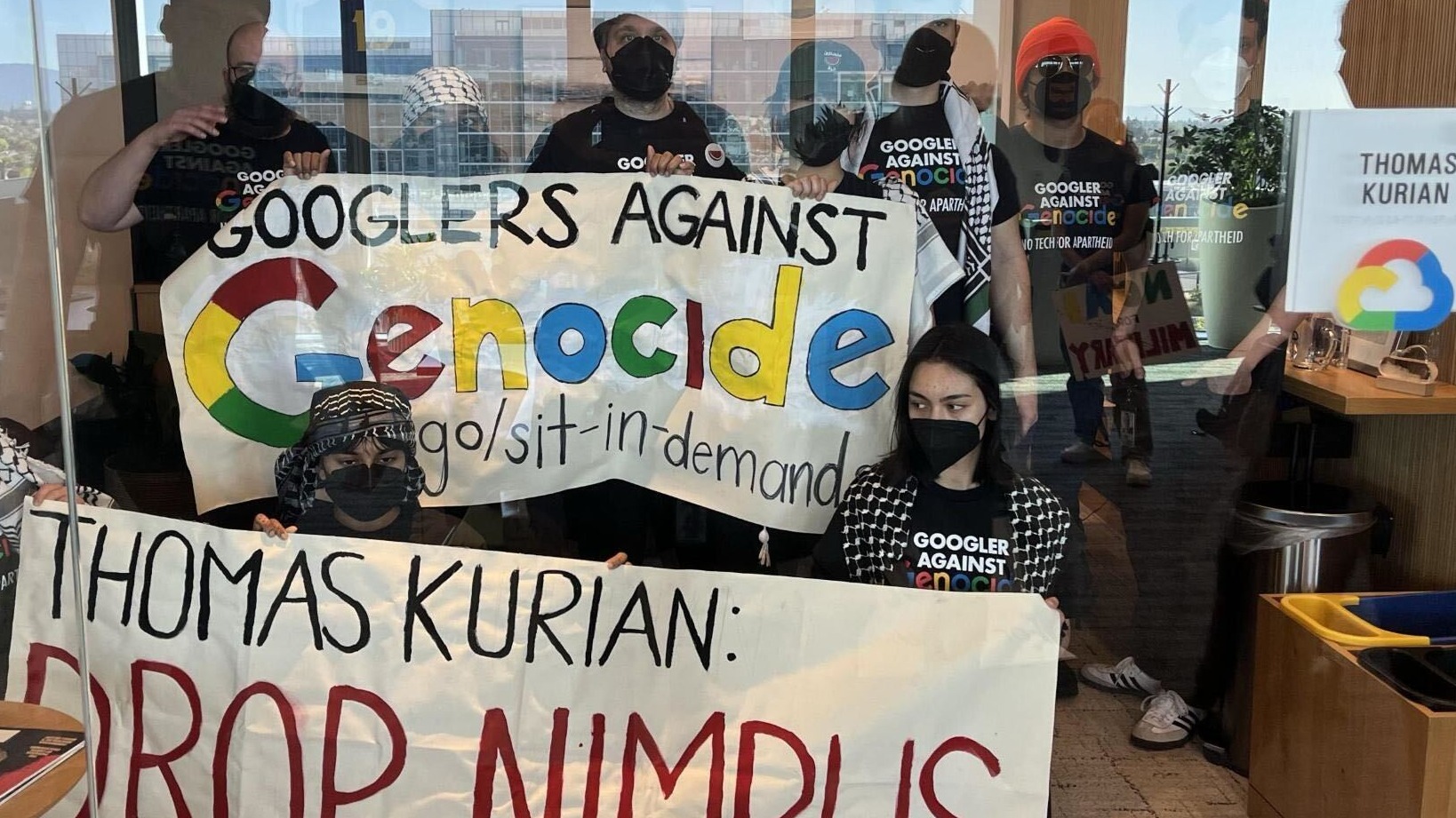 Google employees in Sunnyvale California staged a sit-in inside Thomas Kurian who heads Google Cloud (Supplied)