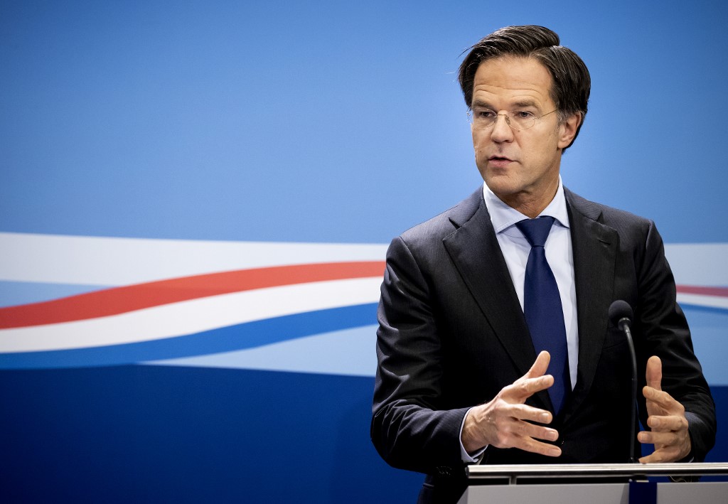 Dutch Prime Minister Mark Rutte speaks at The Hague on 5 February 2021 (AFP)
