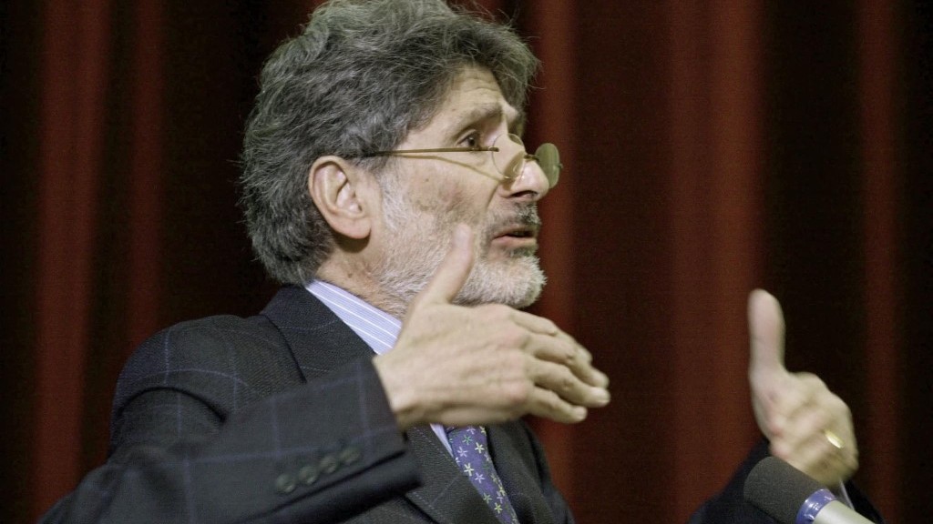 Palestinian American intellectual Edward Said speaks in Cairo in March 2003 (MENA/AFP)
