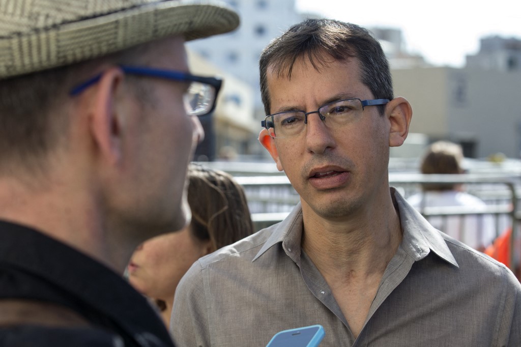 B’Tselem director Hagai El-Ad attends a media conference in Tel Aviv in 2016 (AFP)
