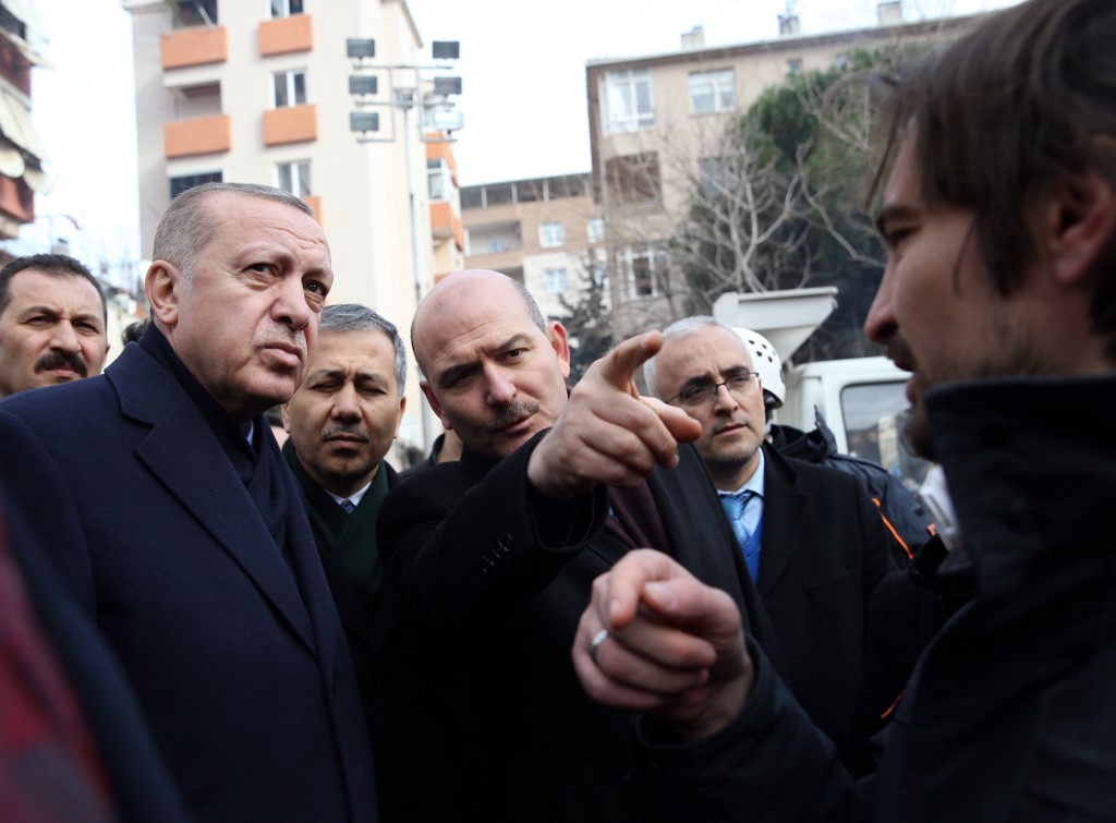 Turkish President Recep Tayyip Erdogan and Interior Minister Suleyman Soylu are pictured in Istanbul on 9 February (AFP)