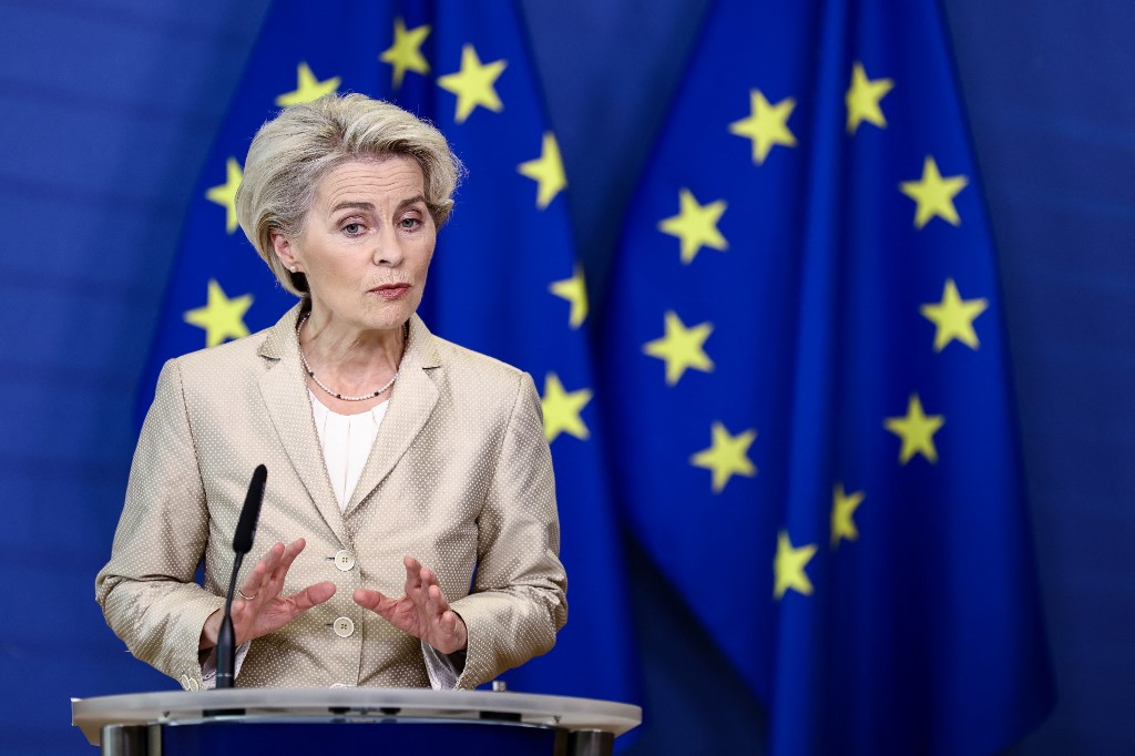 European Commission President Ursula von der Leyen speaks in Brussels on 28 September 2022 (AFP)