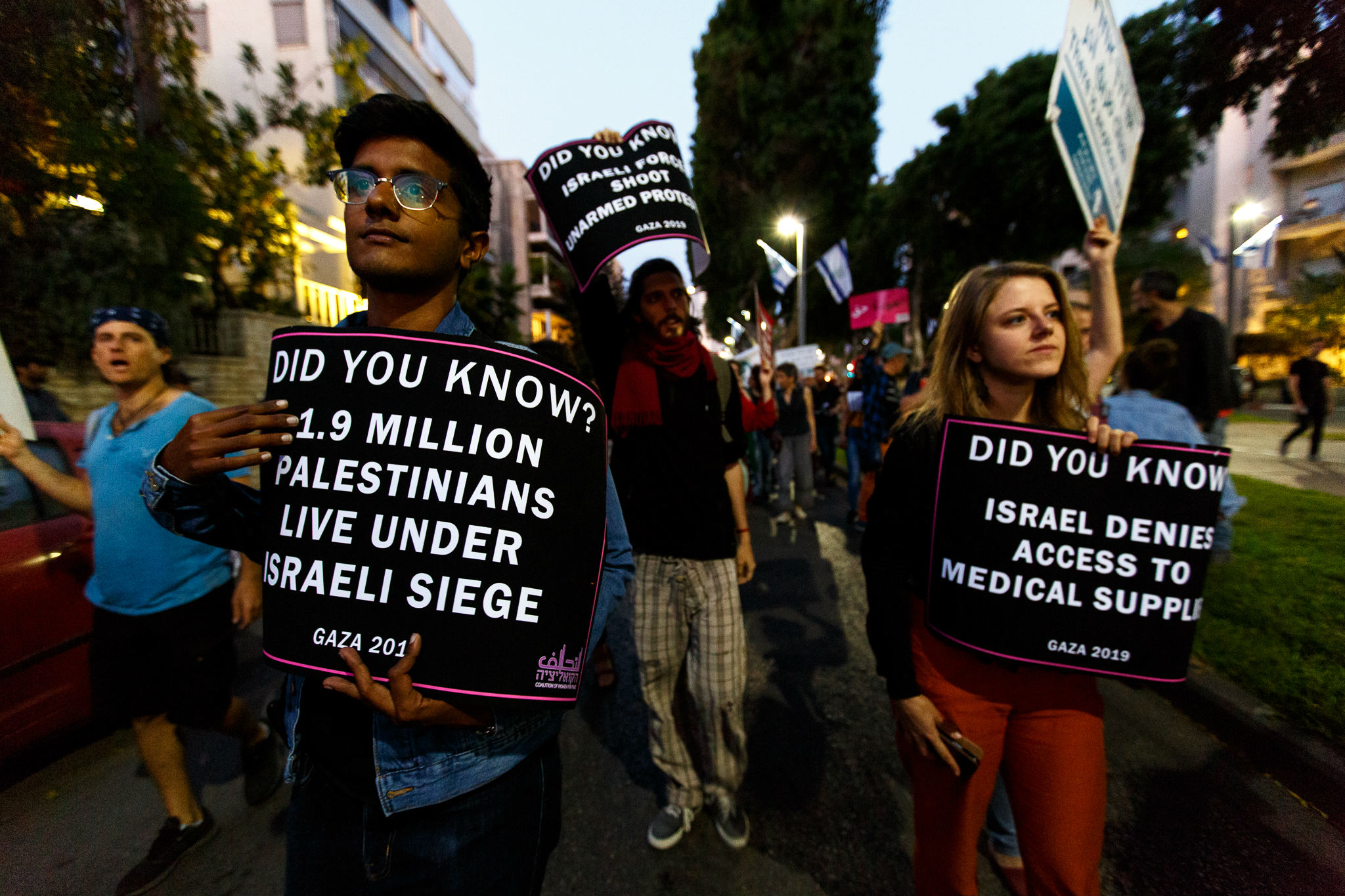 Activists march through Tel Aviv to protest against Israel's hosting of Eurovision (MEE/Miriam Deprez)
