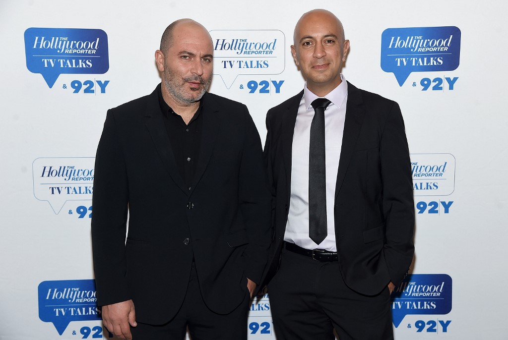 Fauda creators Lior Raz and Avi Issacharoff are pictured in New York in 2018 (AFP)
