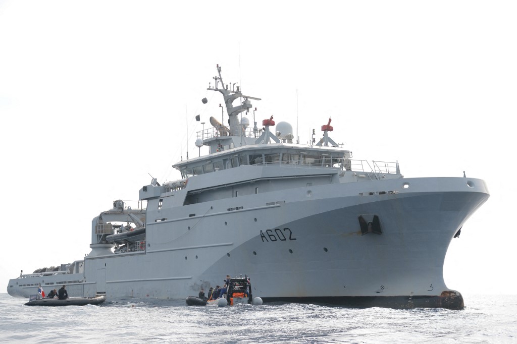 The French navy participates in an Indian Ocean maritime exercise on 29 March 2022 (AFP)