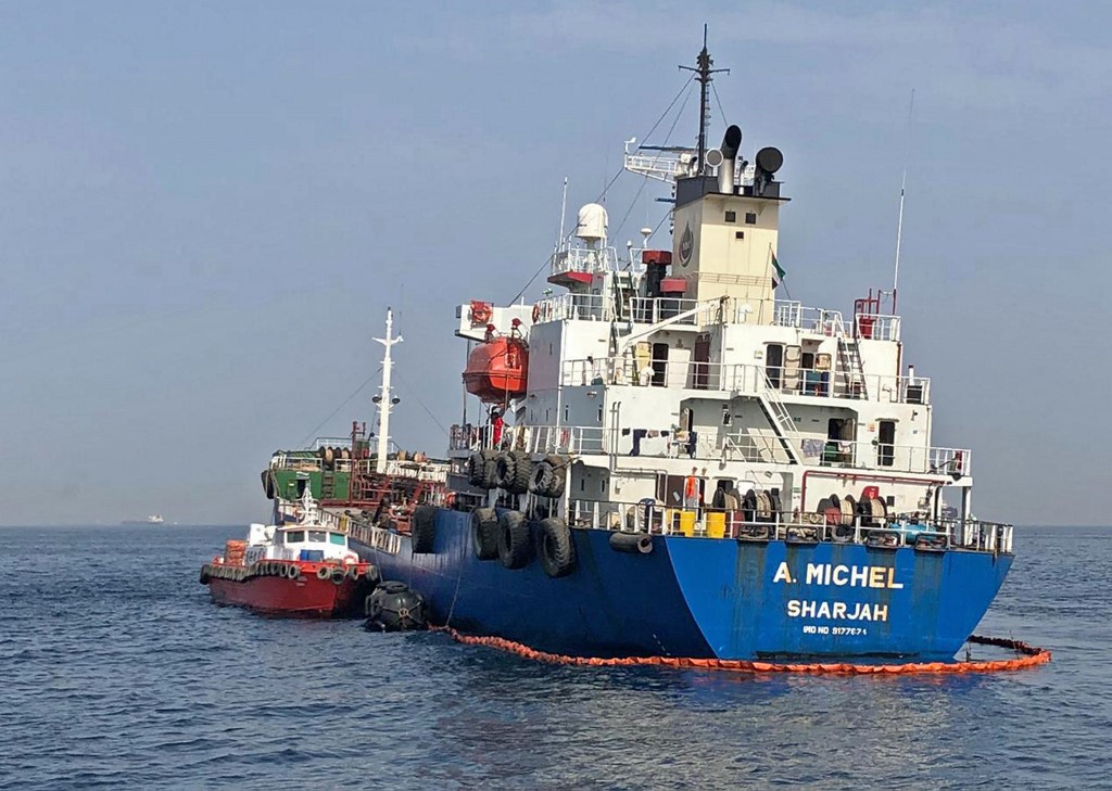 The A Michel tanker was among those damaged in the 12 May Fujairah attacks (AFP)
