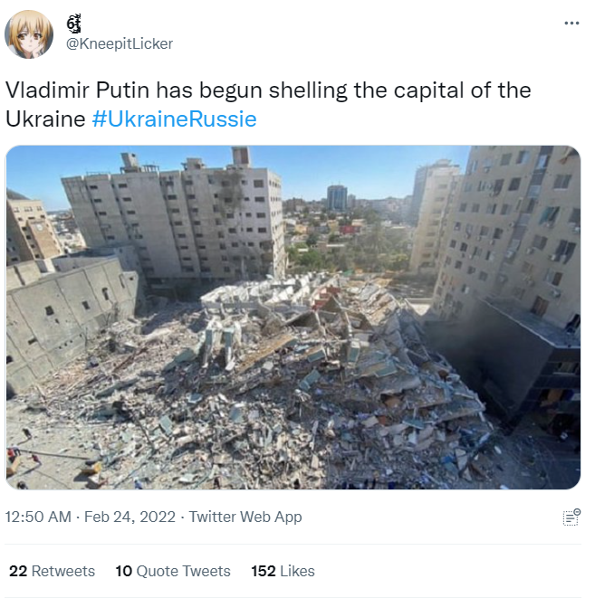 gaza buildings bombed fake ukraine tweet