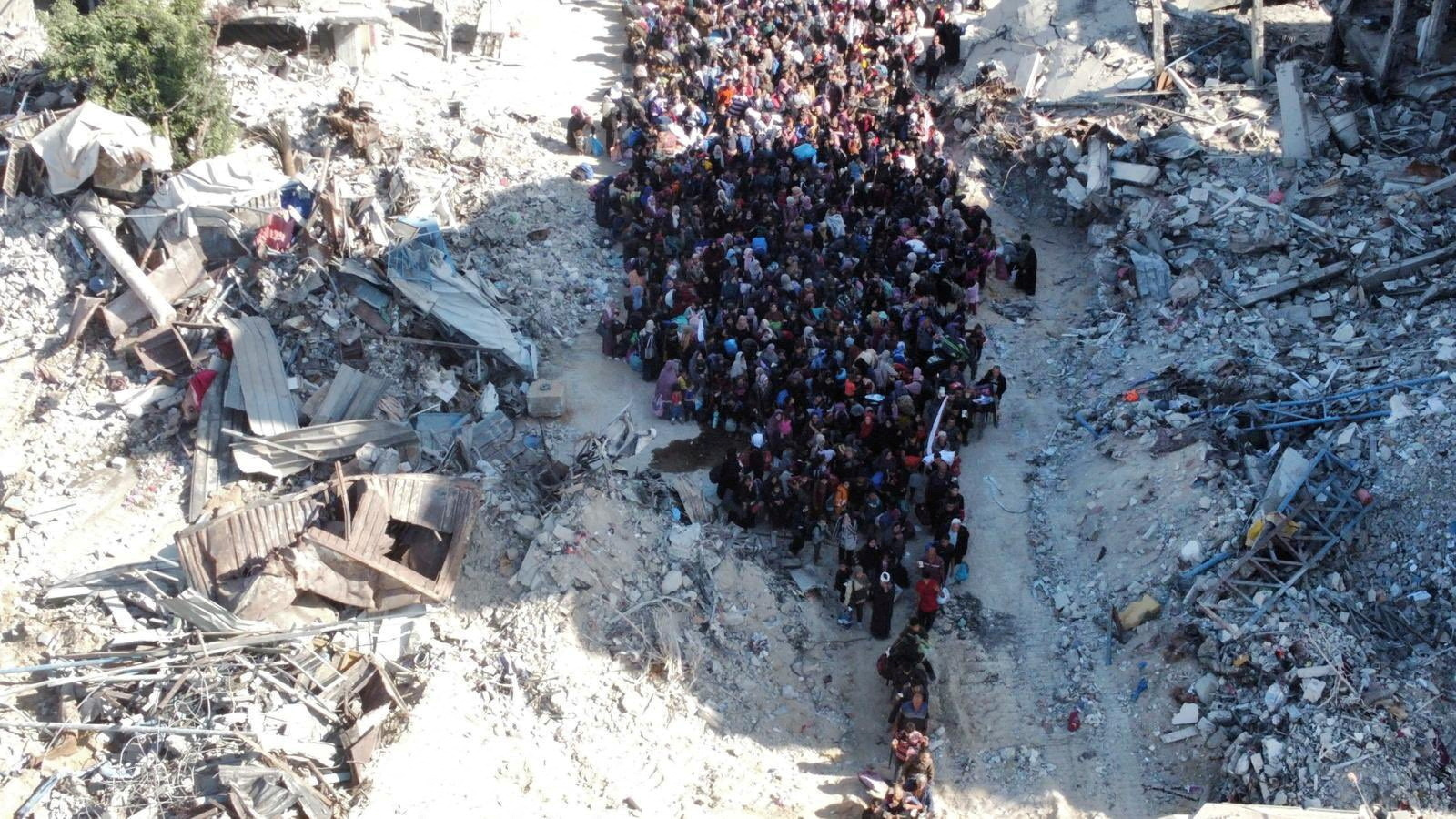 Drone image shows displaced people in Jabalia, in this picture obtained from social media on October 21, 2024. Avichay Adraee via X/via REUTERS. 