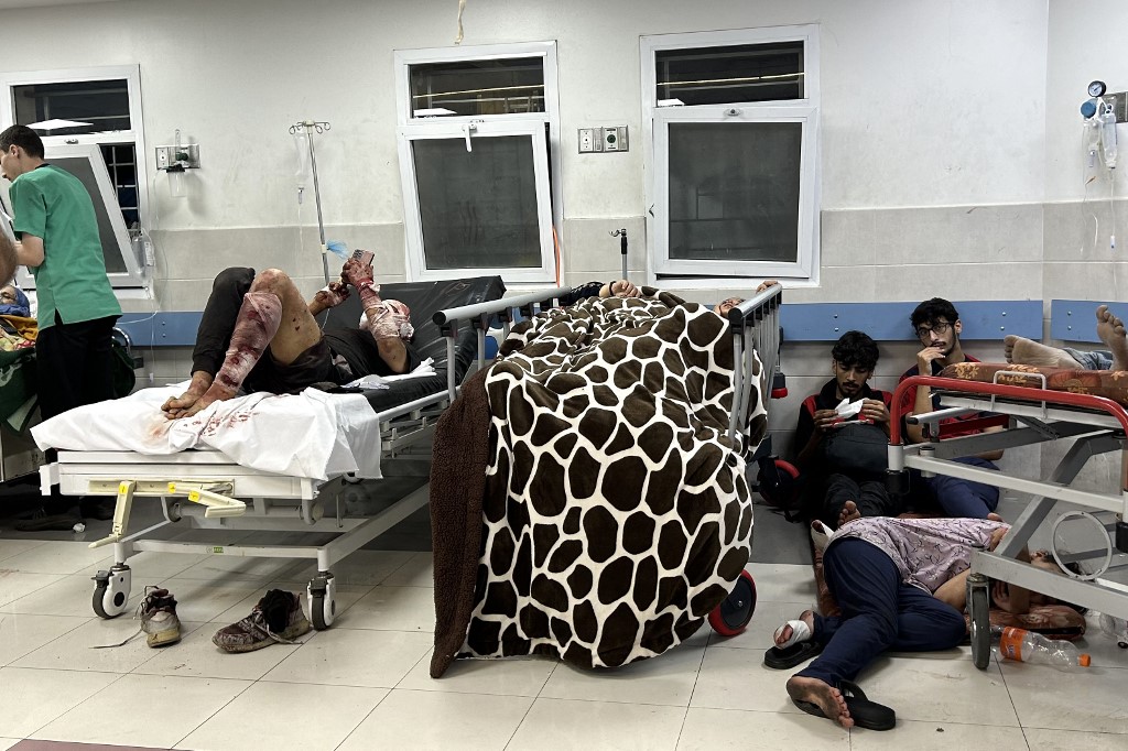 Patients rest at Al-Shifa hospital in Gaza City on November 10, 2023, amid ongoing battles between Israel and the Palestinian Hamas movement.
