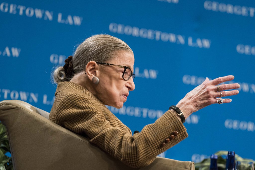 Ginsburg speaks at Georgetown University in Washington on 10 February (AFP)