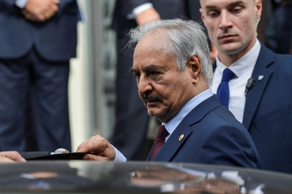 Haftar is pictured in Athens on 17 January, ahead of a peace conference in Berlin (AFP)