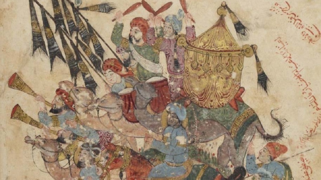Représentation d’une caravane irakienne en route vers La Mecque pour le hadj datant du XIIIe siècle (Bibliothèque nationale de France)