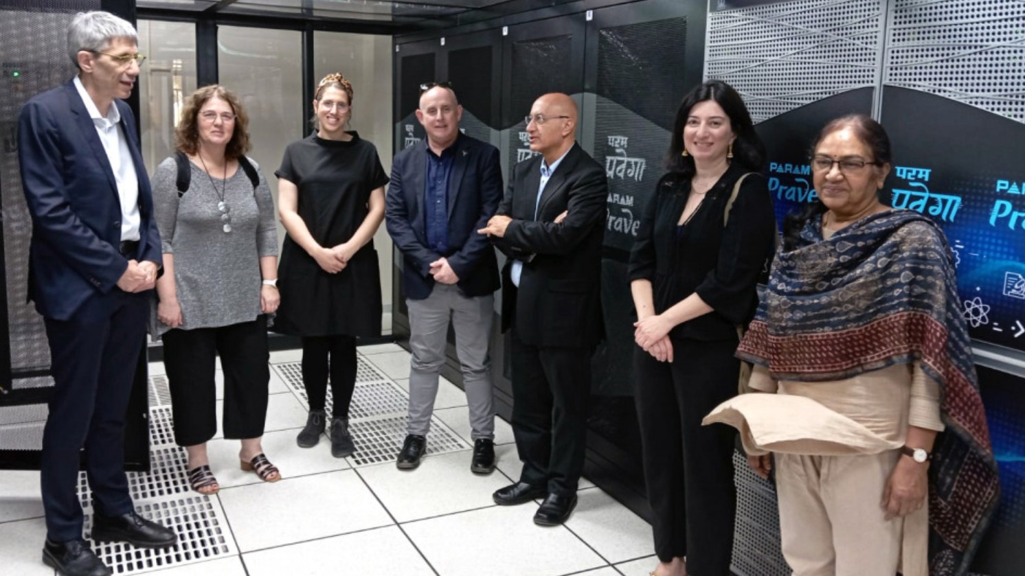 Hebrew University's delegation visits the Indian Institute of Science, Bangalore. From left to right: Prof. Oron Shagrir, Prof. Michal Goldberg, Naomi Shalom, Prof. Saul Burdman, and Prof. Shlomo Magdassi from Hebrew University; Limor Bettler, Israel Consulate in Bangalore and Chief Research Scientist Lakshmi J., the Indian Institute of Science.  