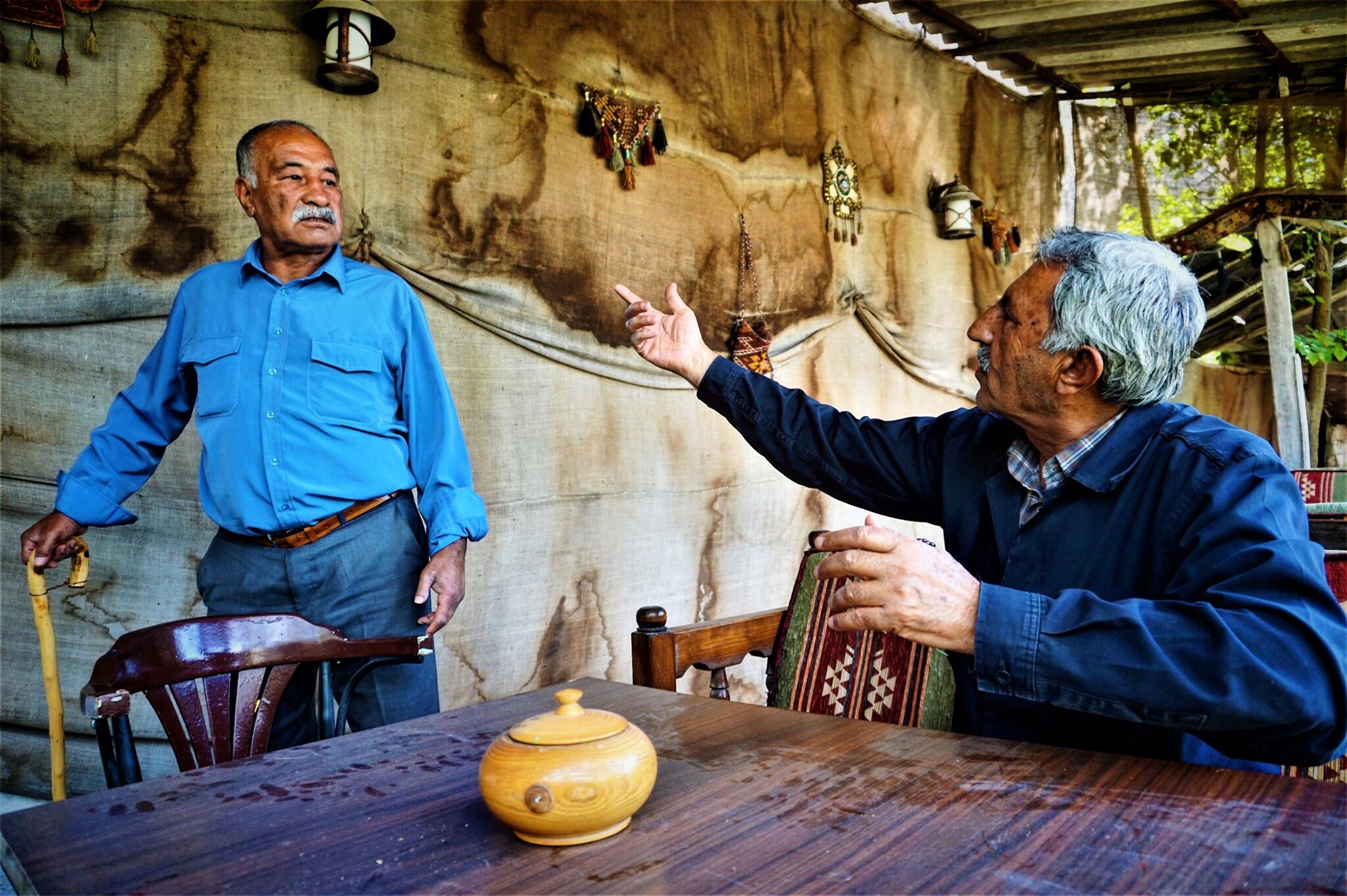 Sait Kalaygil and Mehmet Basak get into a heated argument over who should be given house ownership in New Hasankeyf. May 16, 2019. (Nimet KIRAC/ MEE)