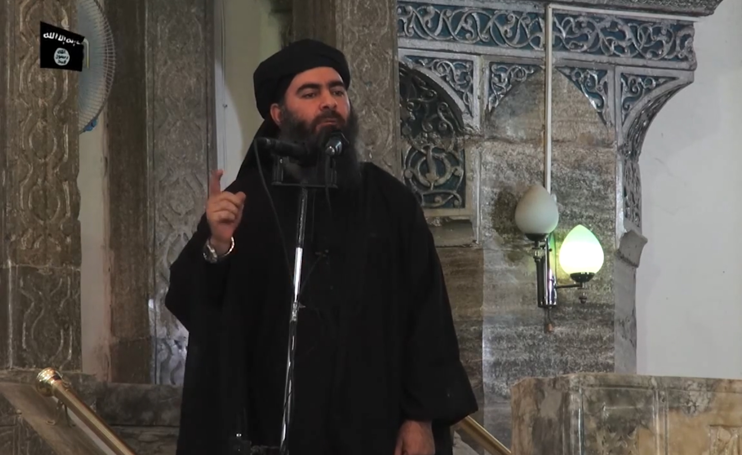 Baghdadi speaks from Mosul's al-Nuri Mosque in 2014 (Reuters)