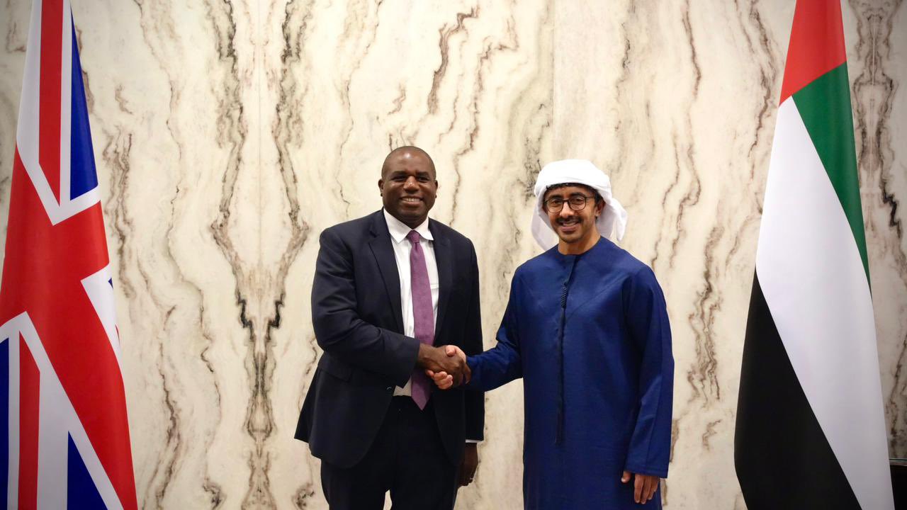 UK Foreign Secretary David Lammy and UAE Foreign Minister Abdullah Bin Zayed meet in the UAE (FCDO)