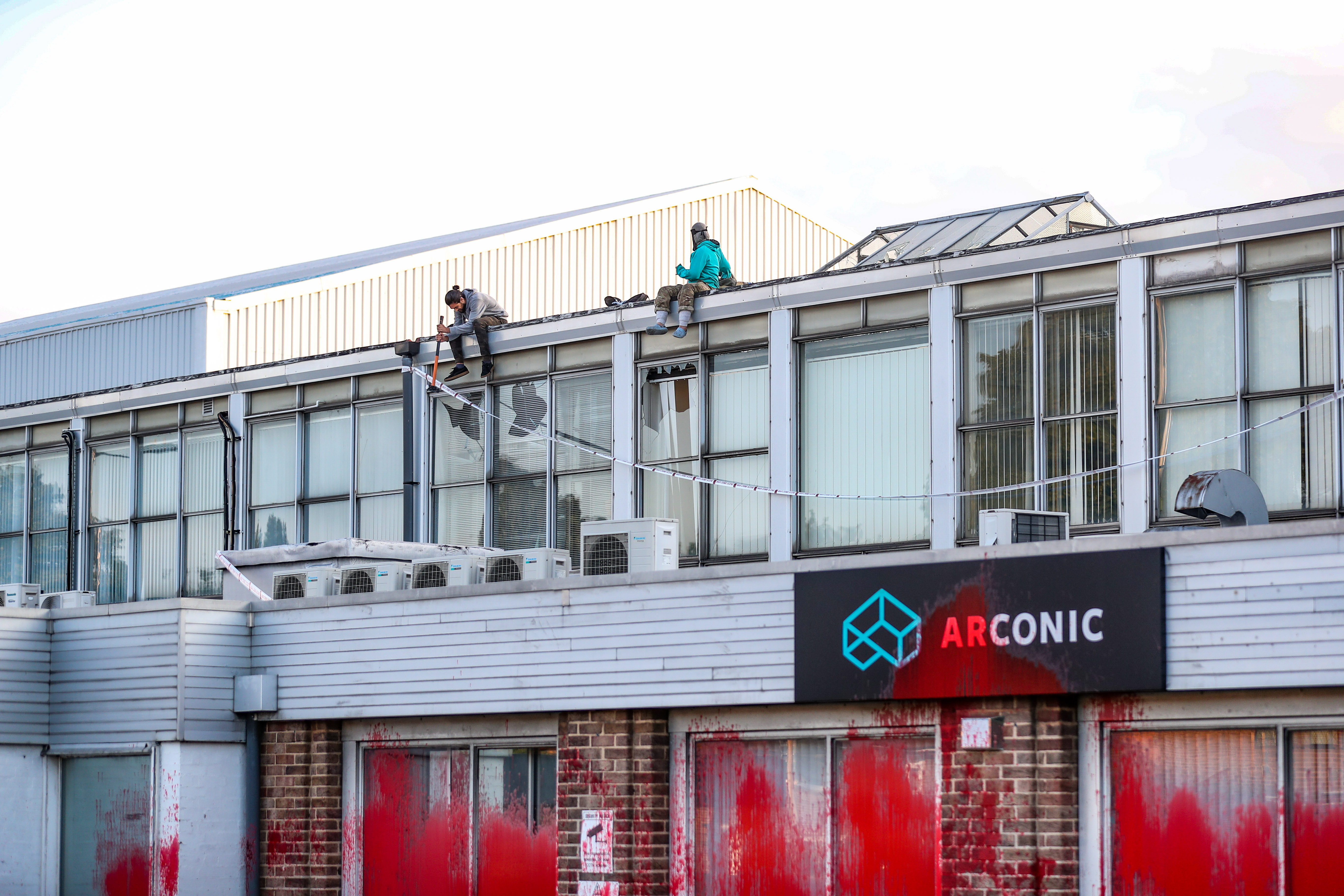 Palestine Action activists scaled the Arconic Factory in Birmingham to stop its operations (Supplied: Palestine Action)