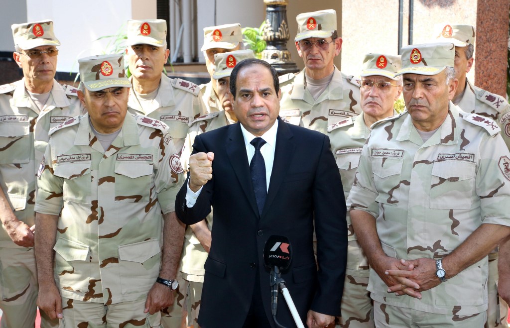 Egyptian President Abdel Fattah El-Sisi and top army generals (AFP)