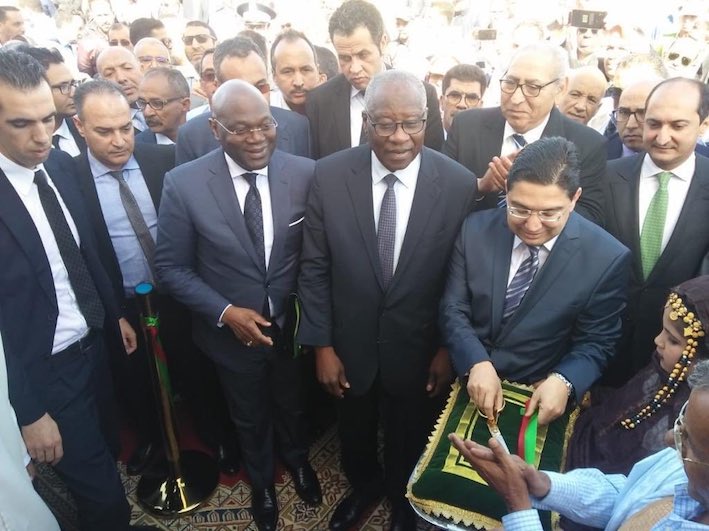 Bourita and Guinean Foreign Minister Mamadi Toure are pictured in Dakhla on 17 January 2020 (Twitter/@mae)