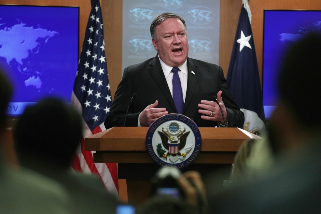 US Secretary of State Mike Pompeo speaks in Washington on 10 June (AFP)