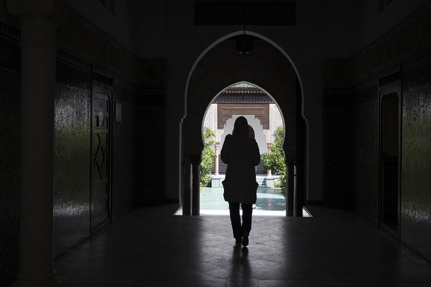 A Muslim woman in the hall of the Great Mosque of Paris on 17 June 2015 (AFP)