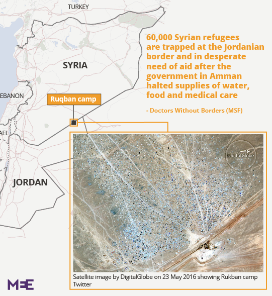 Rukban is situated near the Jordanian border in the Syrian desert (MEE Graphics)