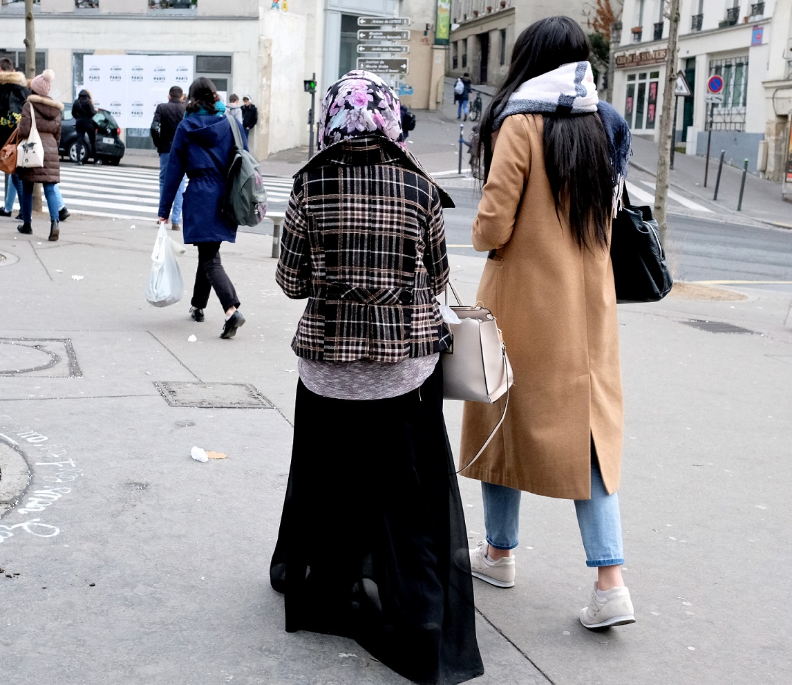 Women in veils demonstrate for the right to accompany their children on school trips, despite the ban on veils in French public schools, in 2013 in Paris (AFP) 