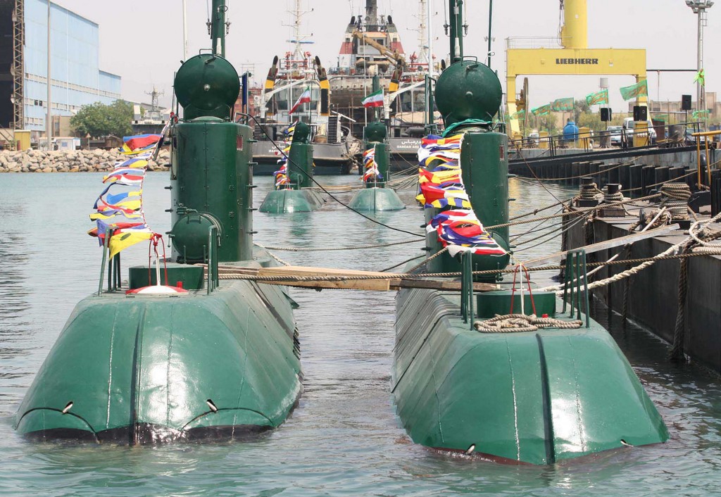 Iranian submarines are unveiled in Bandar Abbas in 2010 (AFP)