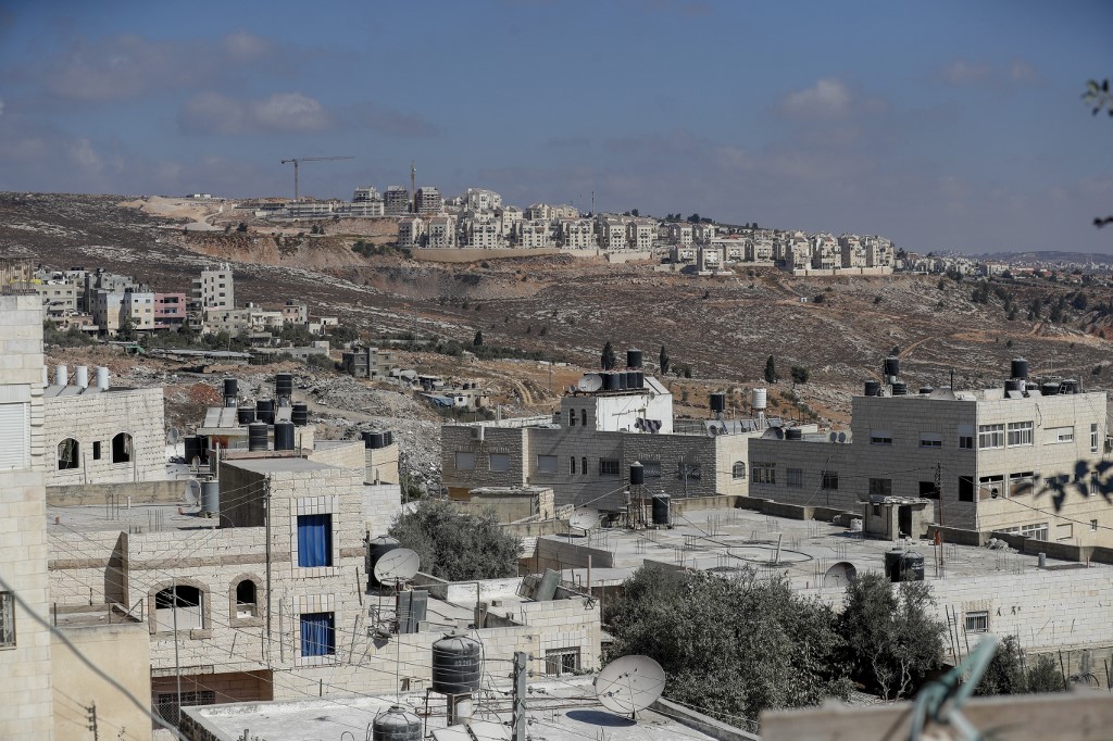 An Israeli settlement in the occupied West Bank is pictured on 14 October (AFP)