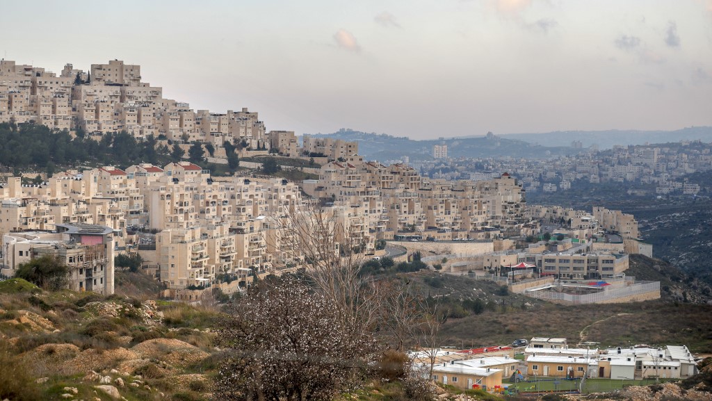 The Israeli settlement of Har Homa is pictured on 20 February (AFP)