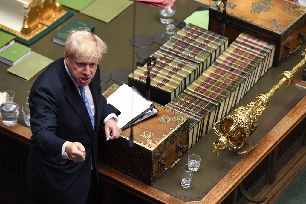 Johnson speaks in parliament on 25 July (Jessica Taylor/UK Parliament/AFP) 