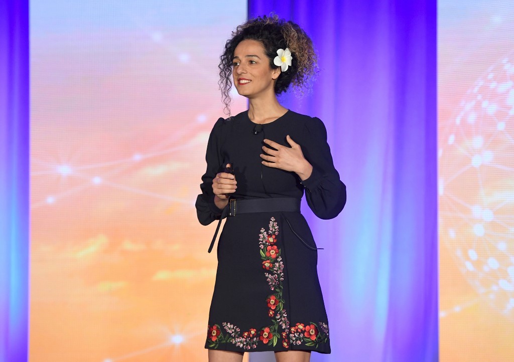 Masih Alinejad speaks onstage during the WICT Leadership Conference at New York Marriott Marquis Hotel on October 16, 2018 in New York City. Larry Busacca/Getty Images for Women in Cable Telecommunications/AFP