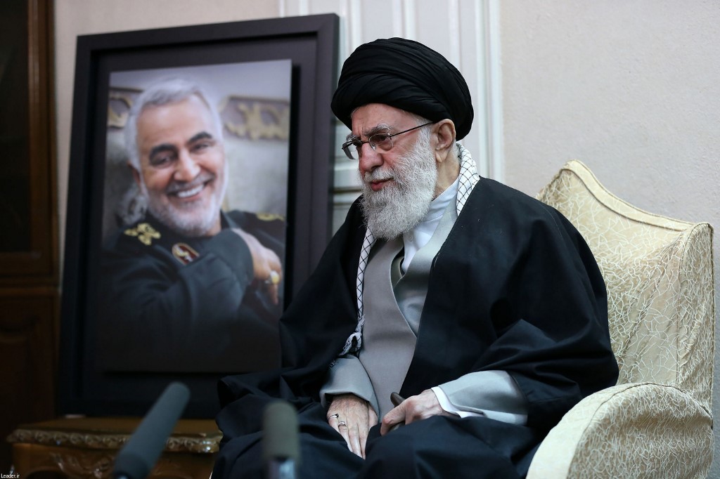 Iranian Supreme Leader Ayatollah Ali Khamenei visits Soleimani’s family in Tehran on 3 January (Khamenei.ir/AFP)