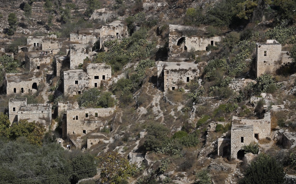 The old Palestinian village of Lifta is pictured in October 2017 (AFP)