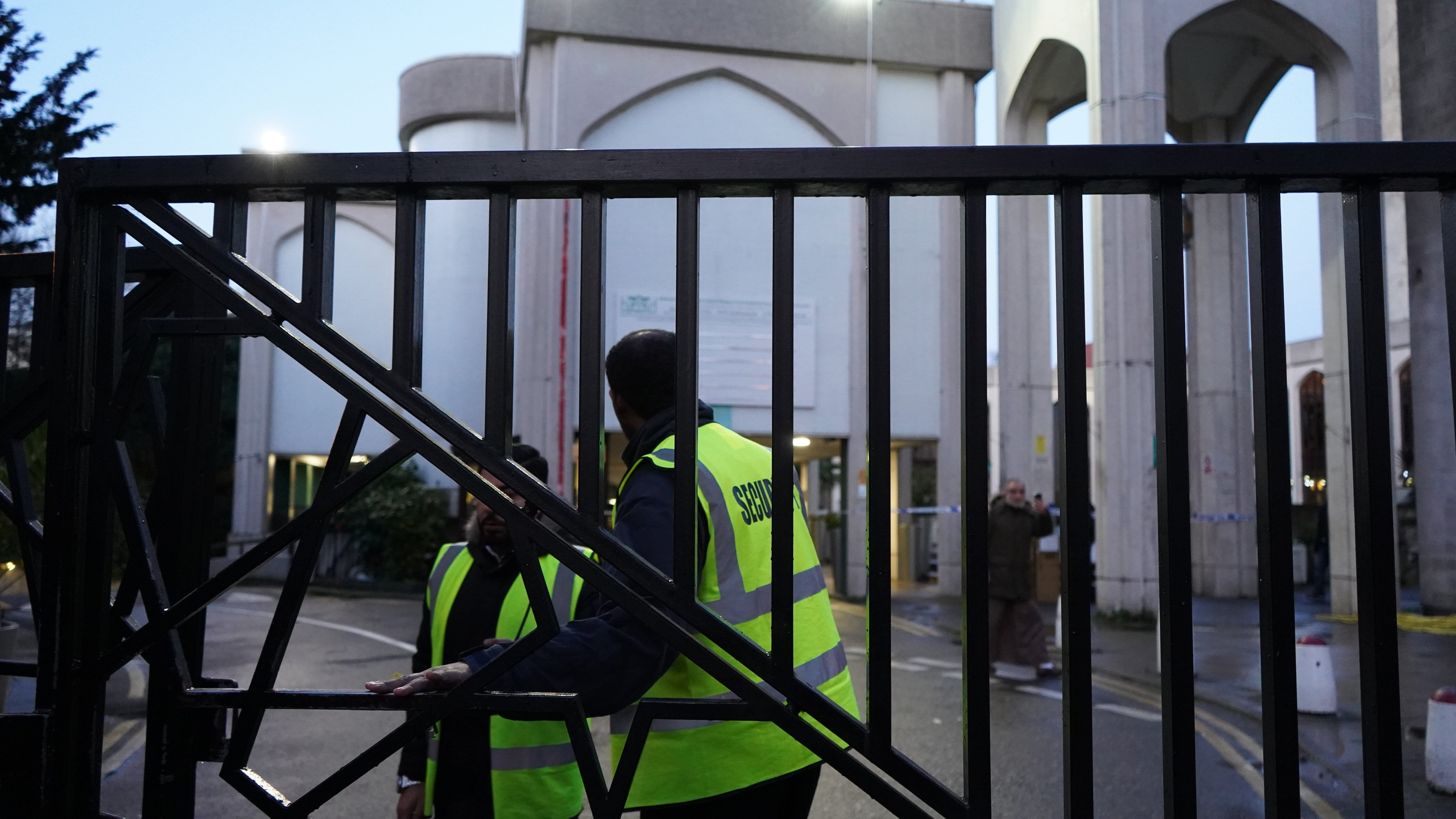 Security close the gates to London's Regent Park mosque