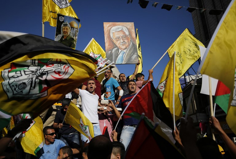 A 2016 Fatah movement demonstration in Ramallah in support of Mahmoud Abbas (AFP) 