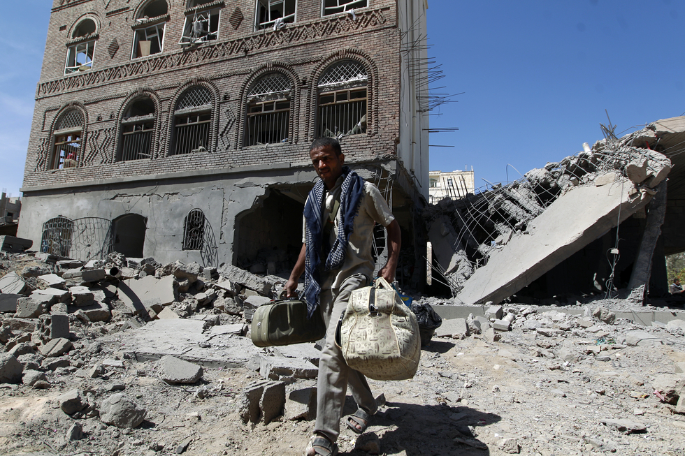 Rubble from Saudi-led bombing in Yemen (AFP)