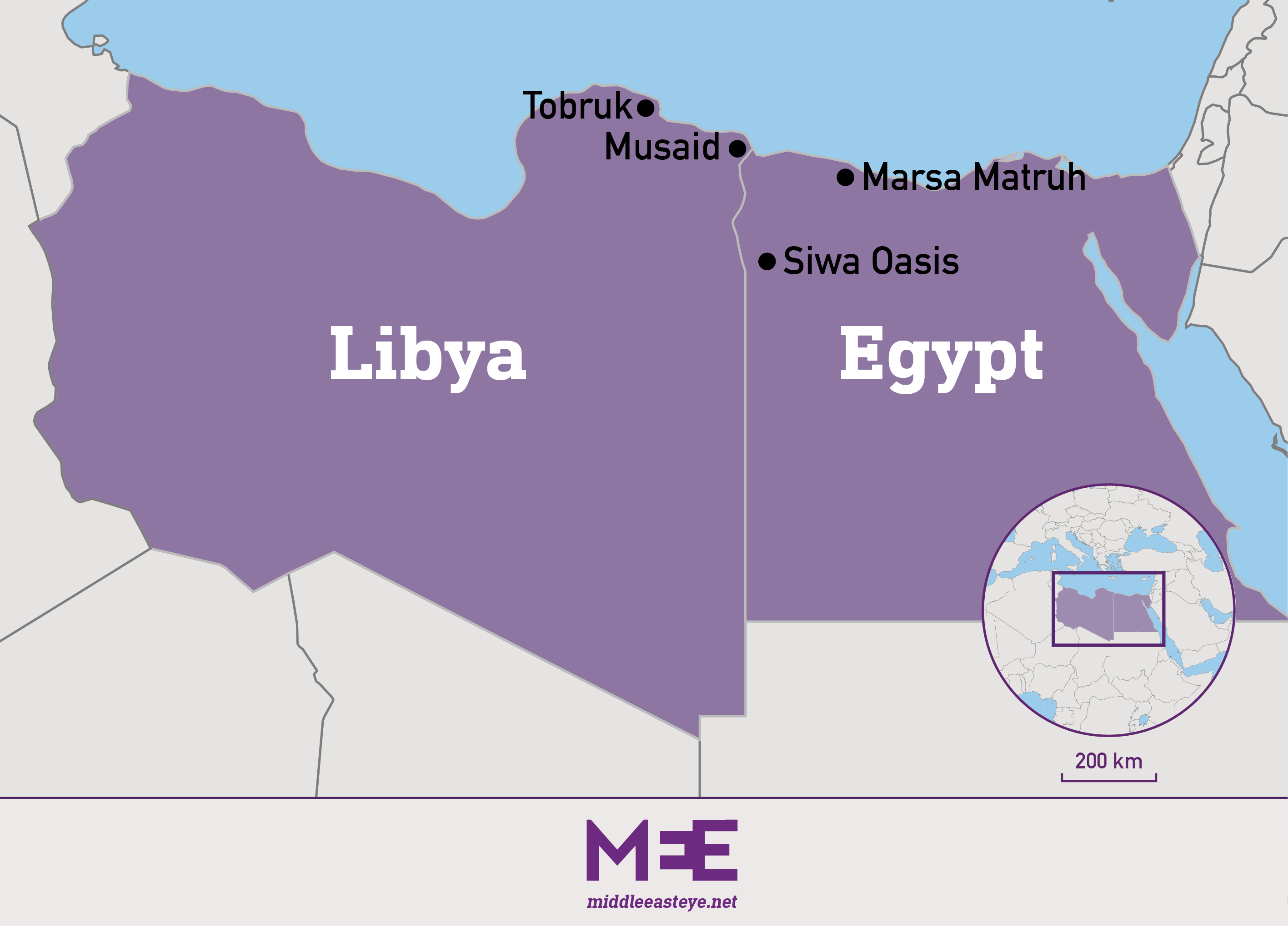 Map of Libyan-Egyptian border