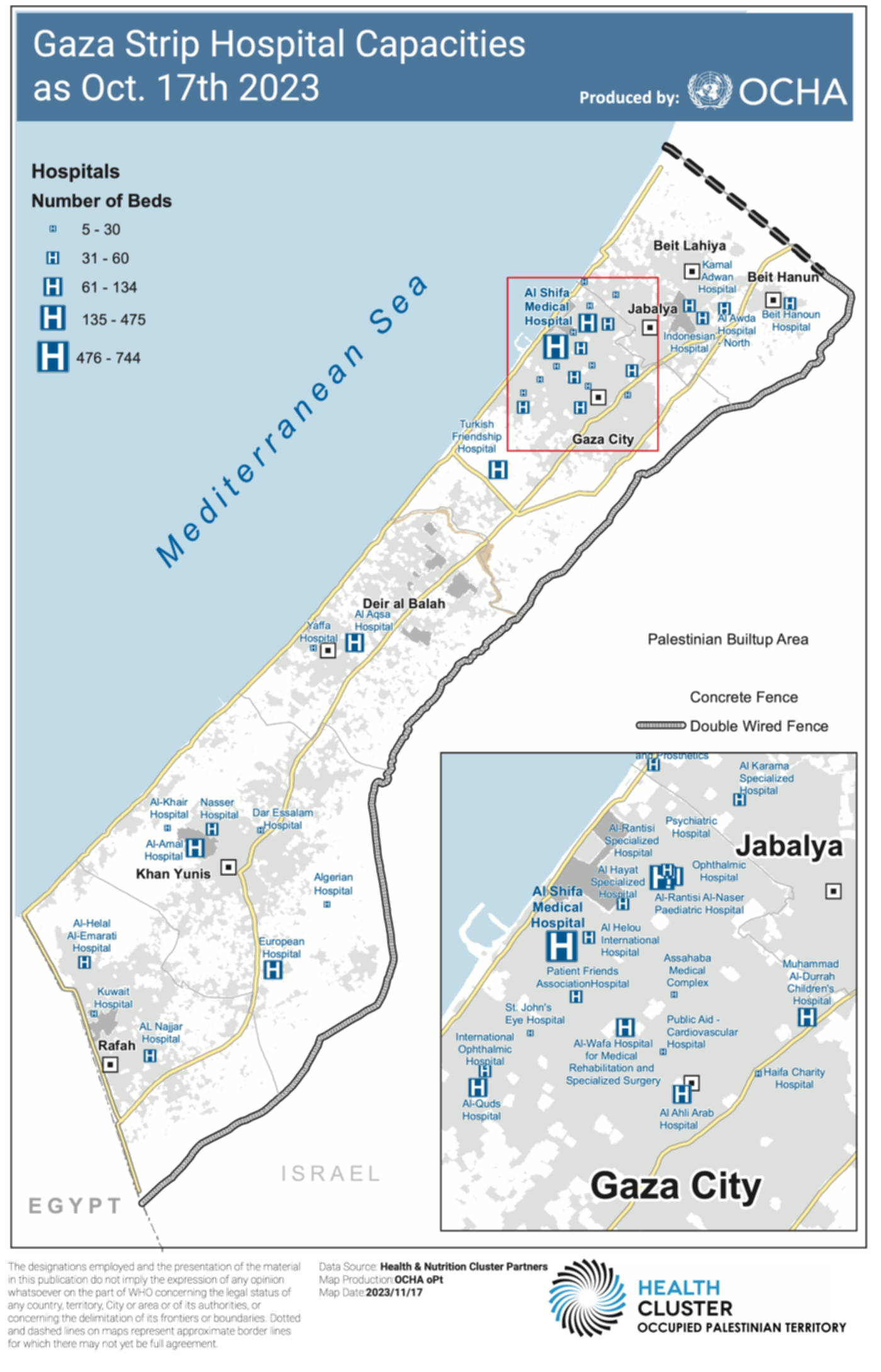 gaza hospital map