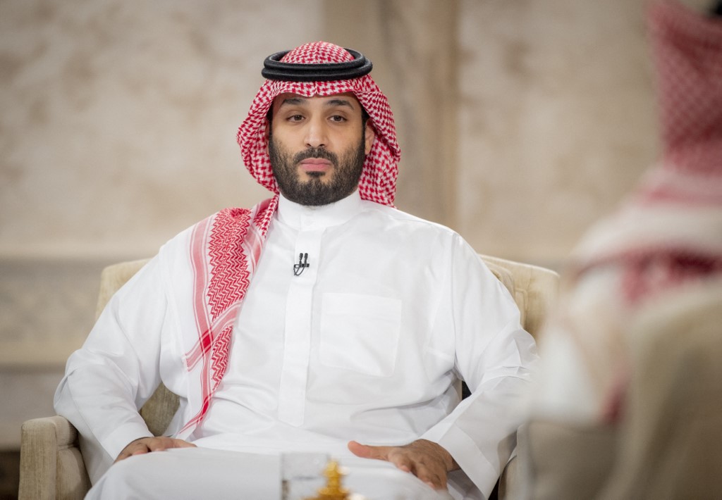 Saudi Crown Prince Mohammed bin Salman during an interview in Riyadh in June, 2021 (AFP)
